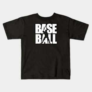 baseball player text masking white Kids T-Shirt